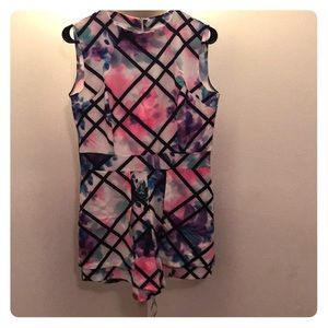 FLORAL FUN ROMPER W/ PEPLUM & SLEEVELESS